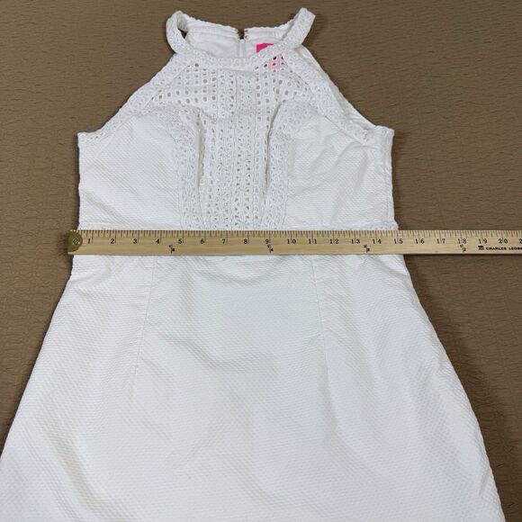 Lilly Pulitzer‎ CHARLIZE Eyelet White Shift Dress Lined Cotton Size 6 - Picture 7 of 15